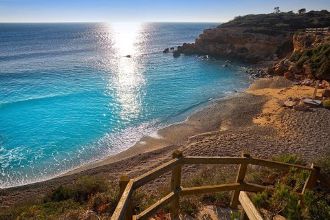 Cala La buena beach in El Perello beach of Tarragona at Costa dorada Catalonia
