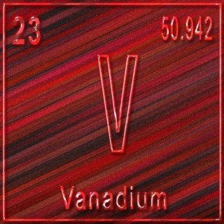 Vanadium chemical element, Sign with atomic number and atomic weight, Periodic Table Element