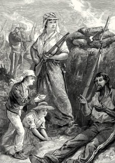 A woman fighting with a rifle, Indian Rebellion of 1857