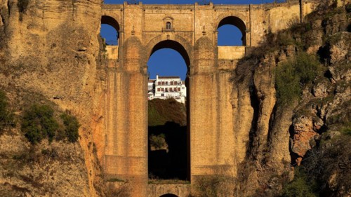 Spain, Andalusia, Malaga, Ronda, Puente Noevo stone bridge, White Villages, Ronda, Spain, Europe
