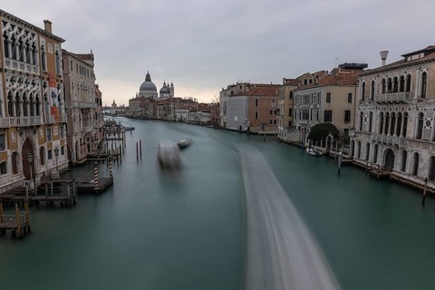 View of the Grand Canal from the Ponte dell' Accademia, Basilica of Santa Maria della Salute, long