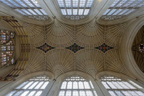 Interior view, ceiling, Bath Abbey, Bath, England, Great Britain