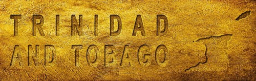 Trinidad and Tobago Map and Text on Grunge Gold Texture