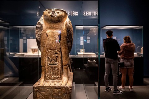 Statue of the god Re-Horakhty, granite, Dynasty XIX, reign of Rameses II, 1279-1213 BC, Tell el