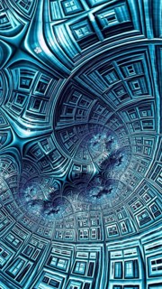 Abstract textured surface - computer-generated image. Fractal geometry: spiral and lattice grid.