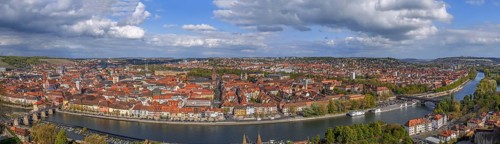 Panoramic view of Wurzburg from Marienberg Fortress, Germany, Europe