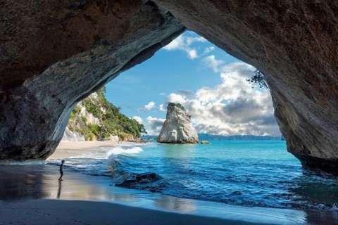 Scenic Cathedral Cove at Coromandel peninsula, New Zealand, Oceania