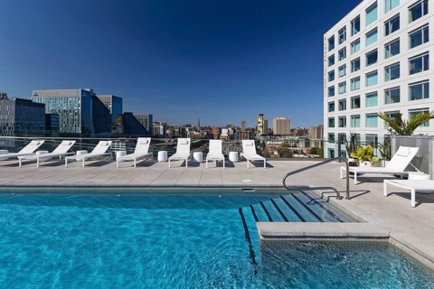 Travel, pool at the Hotel Hyatt Centric, Montreal Province of Quebec, Canada, North America