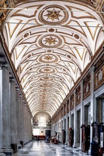 Panelled ceiling of the right aisle of the Basilica of Santa Maria Maggiore in Rome, Italy, Europe
