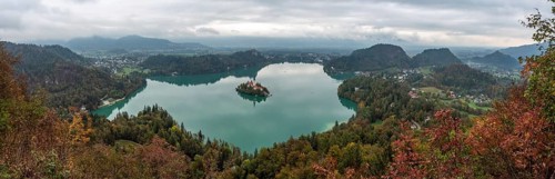 Peaceful view on lake Bled and the island with its pilgrimage church Assumption of Mary, The