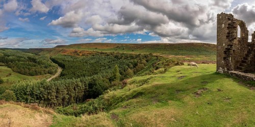 North York Moors landscape, looking over Newtondale with Skelton Tower on the right, seen from the