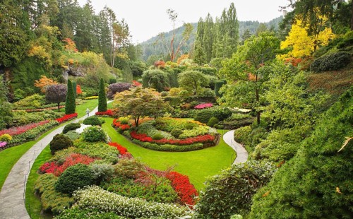 Masterpiece of landscape gardening art - Sunken-garden on island Vancouver
