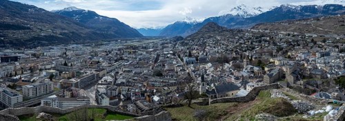 From Chateau de Valere, the fortress above the city centre of Sion, Switzerland, you enjoy an
