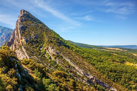 Picturesque cliff in the French Alps. The fascinating journey to the most beautiful canyon in