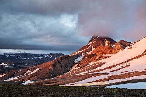 Sunset near Kerlingarfjoll geothermal area in a summer day, Iceland, Europe