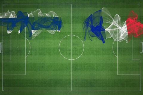 Finland vs France Soccer Match, national colors, national flags, soccer field, football game,