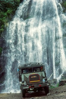 Shaktimaan army truck, tushar dhara waterfall, garhwal, uttarakhand, India, Asia