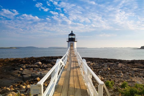 Marshall Point Light as seen from the rocky coast of Port Clyde, Maine