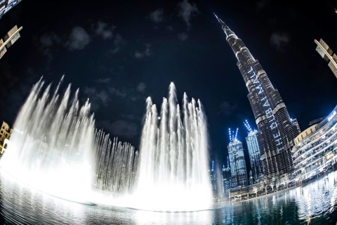 Dubai Fountain and Burj Harifa. Shooting Location: Dubai