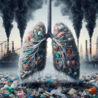 Air Pollution city and people suffers lung disease. Industrial pollution. Industrial smoke. Plastic