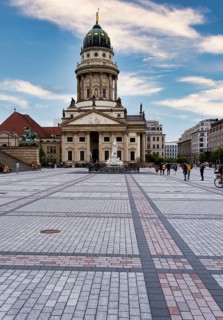 After the remodelling, monotonous-looking, newly designed Gendarmenmarkt in Berlin-Mitte, Germany,