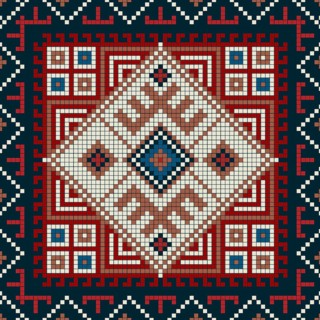 Traditional Georgian folk art embroidery vector pattern