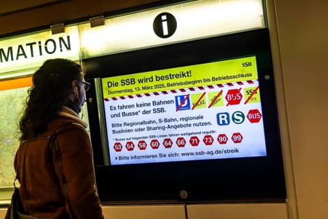 Strike in local public transport. The trade union Ver.di is on strike on public transport buses and