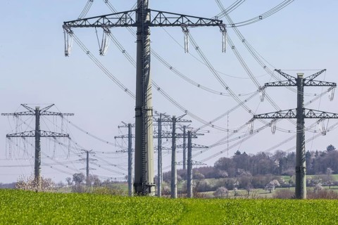 New power line from Birkenfeld to Ötisheim in the Enzkreis district. 14 kilometre long 380 kV line