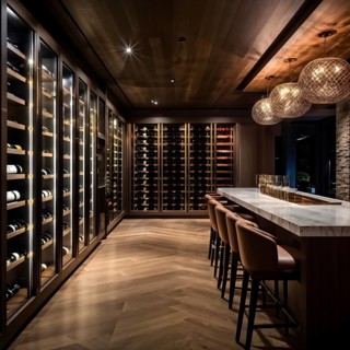 Real estate wine cellar in a high end luxury setting, AI generated