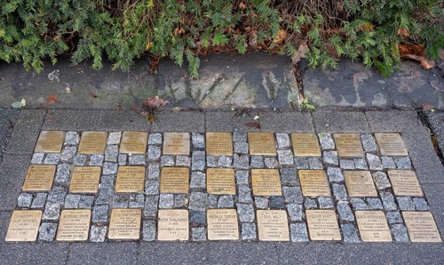 Stolpersteine, copper memorial plaques of murdered Jewish citizens during the Nazi era,