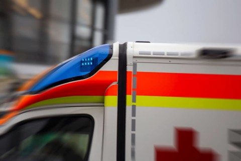 German Red Cross rescue vehicle on its way to the scene