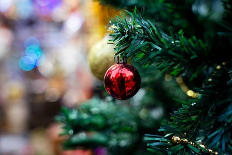 Christmas decoration items displayed for sell at a stall, ahead of Christmas on December 22, 2024