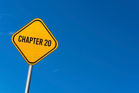 Chapter 20, yellow sign with blue sky