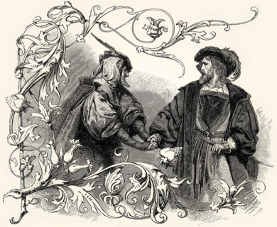 Mephistopheles with Doctor Faust, first part of the tragic play Faust by Johann Wolfgang von Goethe