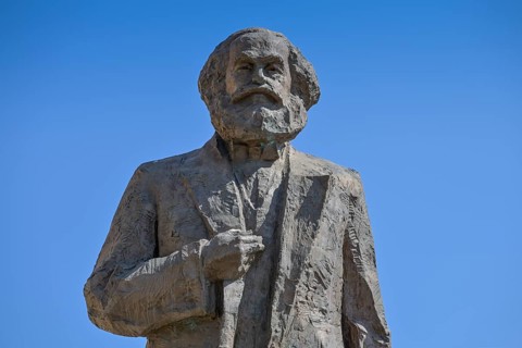 Karl Marx Monument, Simeonstiftplatz, Trier, Rhineland-Palatinate, Germany, Europe
