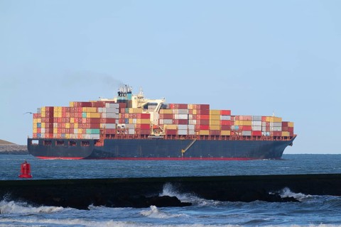 Big container cargo ship at the sea
