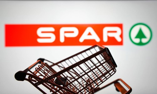 March 31, 2024, Brazil. In this photo illustration, the SPAR logo seen displayed on a smartphone