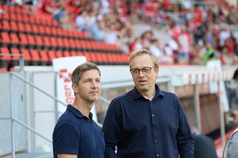 Jochen Saier (SC Freiburg Sports Director) and Sports Director Klemens Hartenbach (SC Freiburg) at