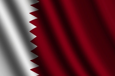 The Qatari flag flying in the wind