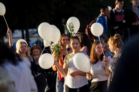 Belarus, the city of Gomel, August 14, 20120. People at the rally against the dictator Lukashenko.