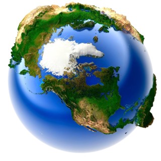 3D model of the globe with an exaggerated vertical relief
