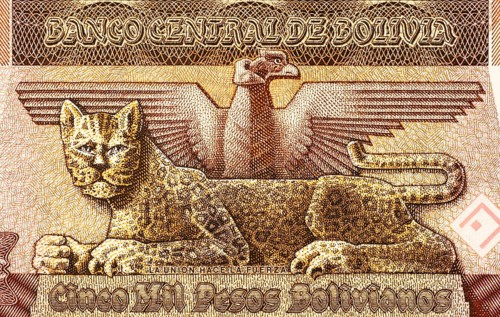 Condor and Leopard on 5000 Bolivianos 1984 Banknote from Bolivia