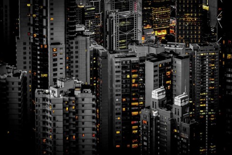 Skyscrapers of Hong Kong which is visible from the Victoria Peak. Shooting Location: Hong Kong