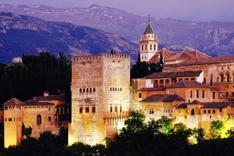 Alhambra, the red castle in Granada, Spain, Europe