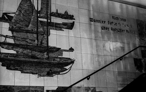 GDR, Berlin, 17 June 1990, Potsdamer Platz S-Bahn station, 28 years of ghost station, wall mosaic,