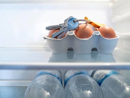 Forgotten bunch of keys in the fridge