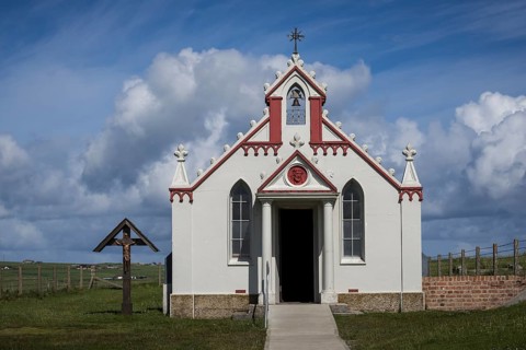 Italian Chapel, Catholic chapel, Lamb Holm, Orkney Islands, Scotland, Great Britain