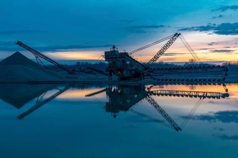 Excavator in a gravel works in Bavaria