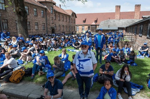 OSWIECIM, POLAND - MAY 6, 2024: March of the Living on the site of the former Auschwitz Birkenau