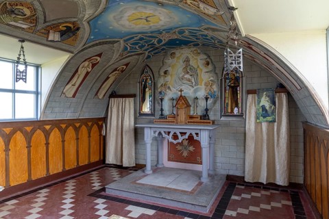 Chancel with wall paintings, Italian chapel, built by prisoners of war from Italy, Lamb Holm,